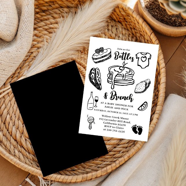 Convite Garrafa e Brunch Doodle Churrasco de Bebê Menino P (Criador carregado)