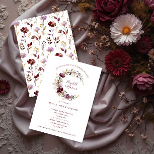Convite Garrafa Floral de Casamento Burgundy Exquisita