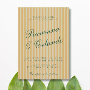 Convite Garrafa Verde Mel Retrô Vintage Listrado Casamento