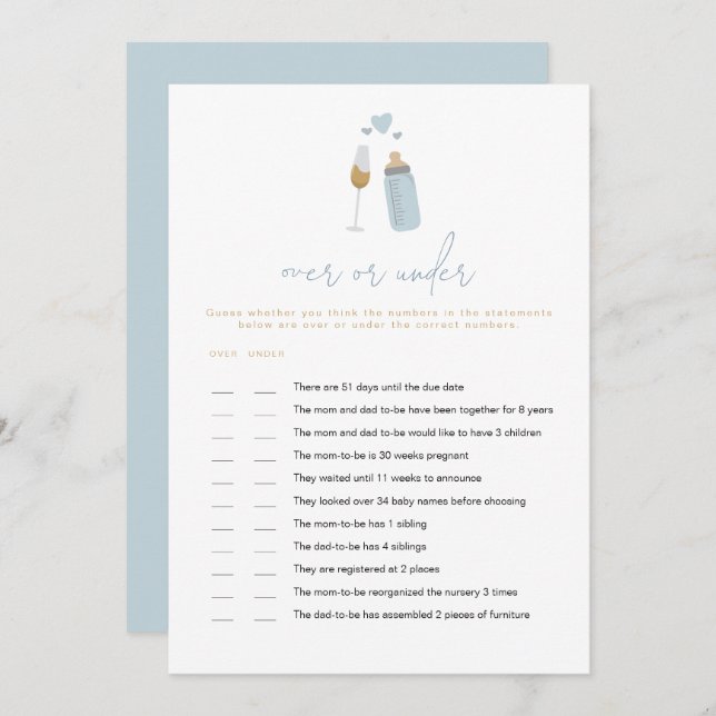 Convite Garrafas azuis da ANDI sobre ou sob o jogo do bebê (Frente/Verso)