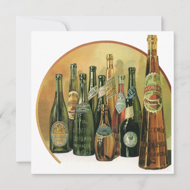 Convite Garrafas de Cerveja Importada Antiga, Álcool, Bebi (Frente)