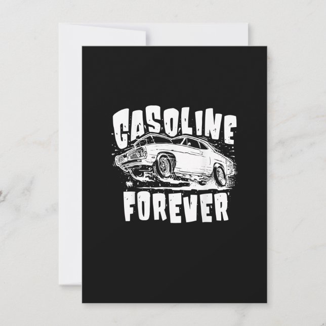 Convite Gasoline Forever Funny Gas Cars Tees (Frente)