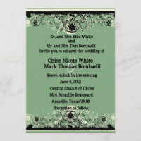 Convite gasto verde preto do casamento do laço