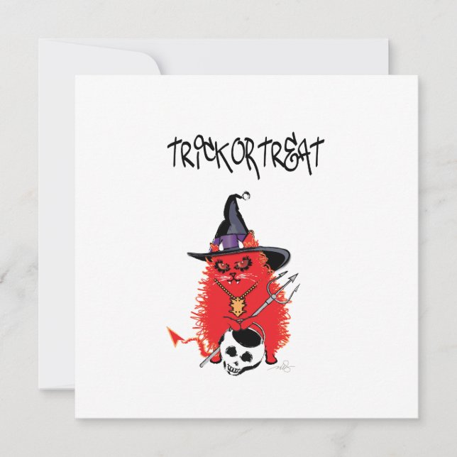 Convite Gata Diaba Malvada Truque ou Gostosura (Frente)