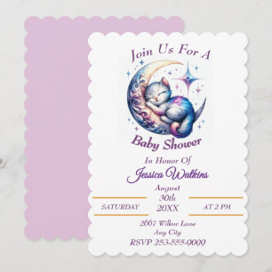 Convite Gatinho bonitinho dormindo em meia lua