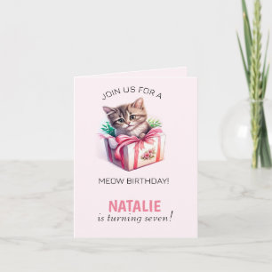 Convite Gatinho bonitinho em uma caixa Foto de presente de