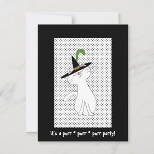Convite Gatinho Branco, Gato Negro, Dia das Bruxas Brancas