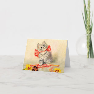 Convite Gatinho com Fita Vermelha