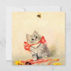 Convite Gatinho com Fita Vermelha