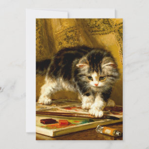 Convite Gatinho com Tinta e Pincéis