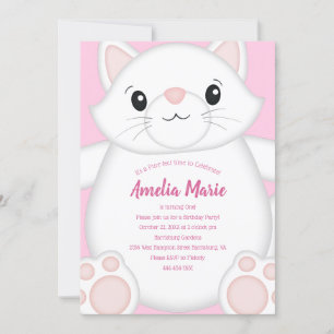 Convite Gatinho de Festa de aniversário de gato rosa