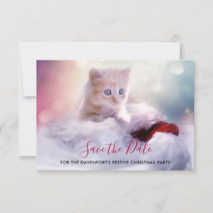 Convite Gatinho de Natal Bonito Salve A Data