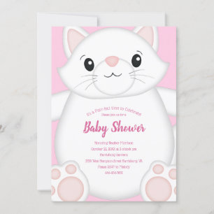 Convite Gatinho do Chá de fraldas Gato Rosa