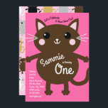 Convite Gatinho Festa de aniversário de Cat Kid<br><div class="desc">Um adorável gatinho de desenho animado está aqui para ajudar seu filho a celebrar seu aniversário! Excelente para um primeiro aniversário ou um dia-b em qualquer idade! Perfeito para um amante de gatinhos fofos,  ou apenas uma criança que ama animais!</div>
