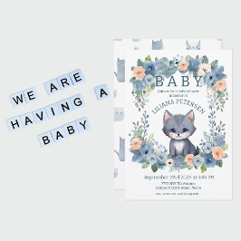 Convite Gatinho Gatinho Gatinho Pastel Blue Boy Invit