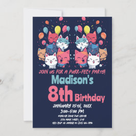 Convite Gatinho Gato Gato Gato de Purr-Fect Aniversário