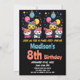 Convite Gatinho Gato Gato Gato de Purr-Fect Aniversário