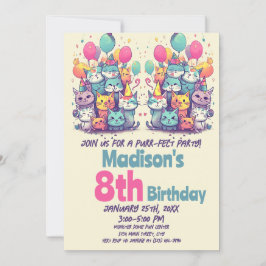 Convite Gatinho Gato Gato Gato de Purr-Fect Aniversário