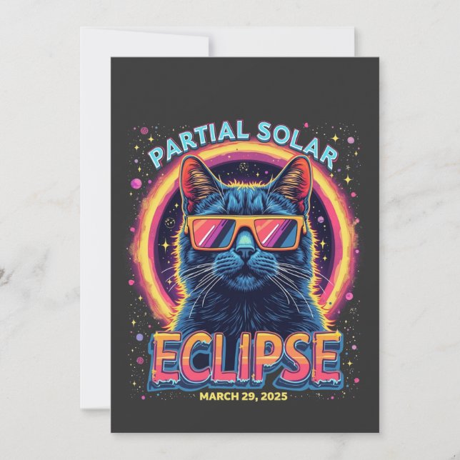Convite Gatinho Gato Parcial Eclipse Solar 2025 (Frente)