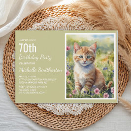 Convite Gatinho Laranja Amarelo Amante de Gatos Aniversári