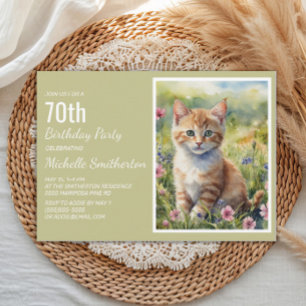 Convite Gatinho Laranja Amarelo Amante de Gatos Aniversári