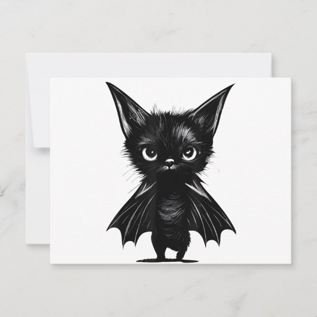 Convite Gatinho Preto, Grumpy, Do Dia Das Bruxas (Frente)