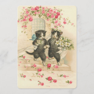 Convite Gatinhos de Casamento Vintage