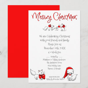 Convite Gatinhos de Natal Bonitos e Meowy