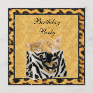 Convite Gatinhos e Leopardo Imprimem Festa de aniversário