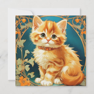 Convite Gato Art Nouveau de Alphonse Mucha