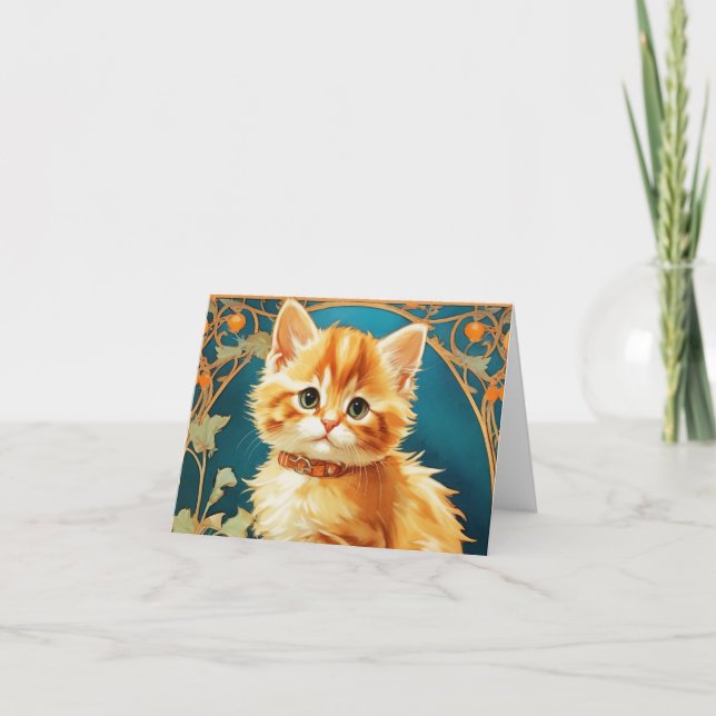Convite Gato Art Nouveau de Alphonse Mucha (Frente)