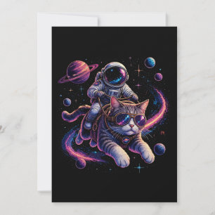 Convite Gato astronauta passeando pelo espaço
