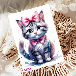 Convite Gato bonito com arco feliz aniversário