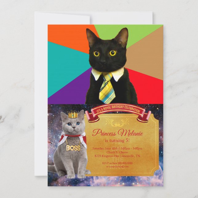 Convite Gato-chefe na gravata (Frente)