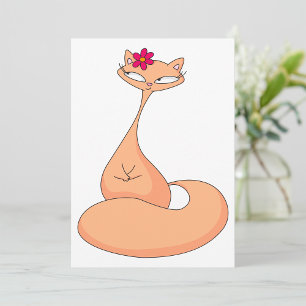 Convite Gato com Gatinho Kawaii Cute Flor