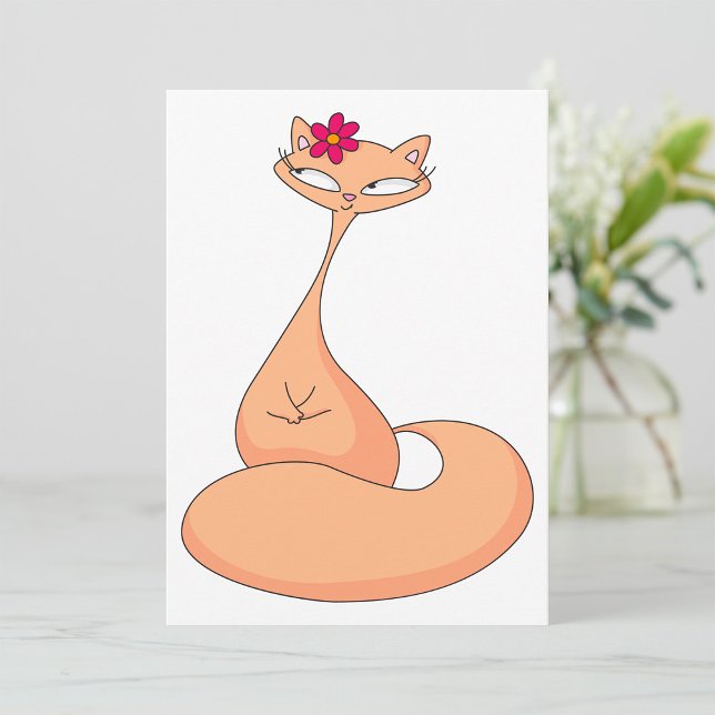 Convite Gato com Gatinho Kawaii Cute Flor (Criador carregado)