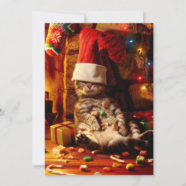 Convite Gato Com Meia na Cabeça (Frente)