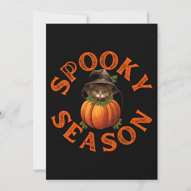 Convite Gato de Abóbora da Temporada Assustadora (Frente)