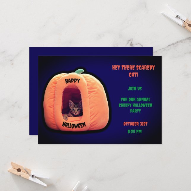 Convite Gato-de-abóbora-púrpura e laranja (Frente/Verso In Situ)