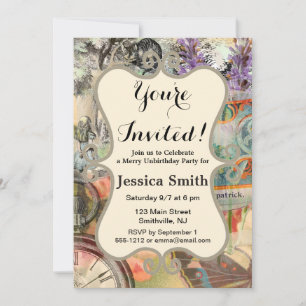 Convite Gato de Cheshire Alice no País das Maravilhas Clás