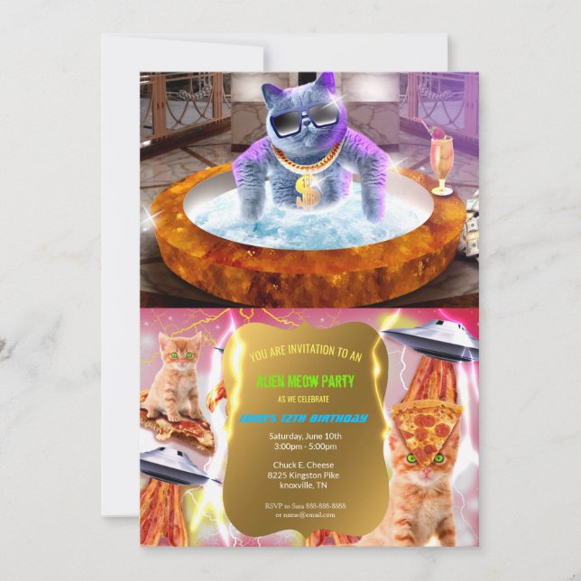 Convite Gato de cinza na banheira (Frente)