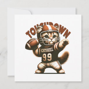Convite Gato de Futebol Americano - Touchdown Purrfeição