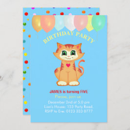 Convite Gato de Gato, Balões e Confetti