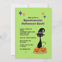 Convite Gato de Halloween Atômico do Século médio