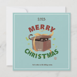 Convite Gato De Natal Em Cartonagem