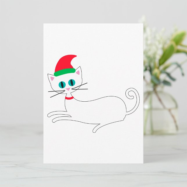 Convite Gato de Natal Usando Chapéu de Papai Noel (Criador carregado)