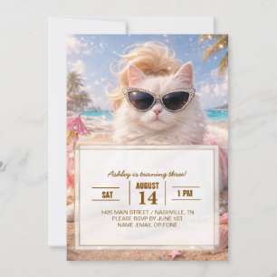 Convite Gato de Praia Glamouroso com Óculos de Sol
