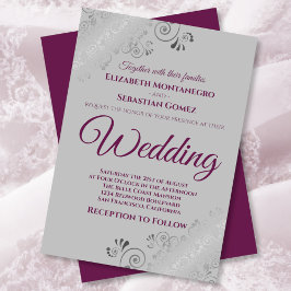 Convite Gato de Prata Roxo em Casamento de Cinzas