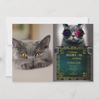 Convite Gato de Shorthair britânico bonito
