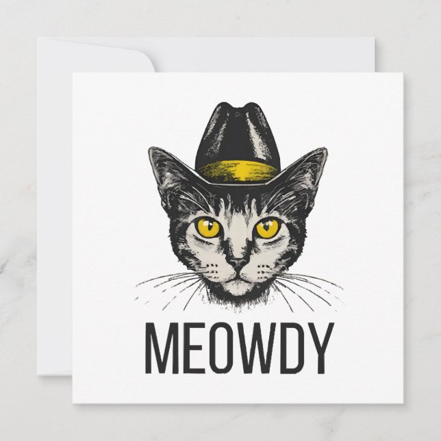 Convite Gato Divertido Meowdy (Frente)